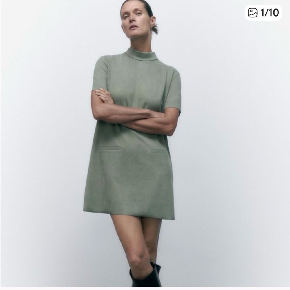 Zara mock neck  Green Women's Dress size medium